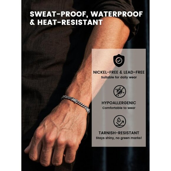 Barbed Wire Cuban Chain Bracelet 7/9mm Thick Punk Gothic for Men and Women - Picture 3 of 9